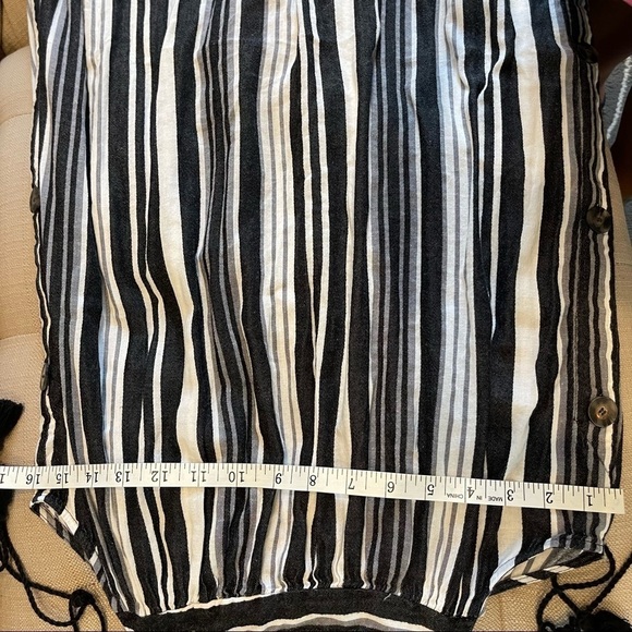 Madewell Striped Side-Button Maxi Dress Black/Gray/White Size 2 - Picture 9 of 9